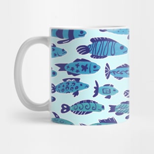 School of Blue Sardine Fish Swimming Mug